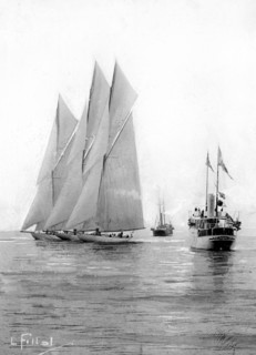Sélections de l'América's Cup en août 1903.  Départ pour une course d'essai des trois yachts