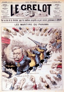 Caricature sur le procès du Panama en novembre 1892. Les principaux protagonistes sont représentés