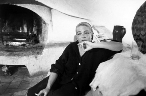 Simone Signoret à "La Colombe d'Or", le  17 mai 1961.