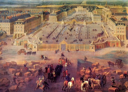 Vue du château de Versailles de la place d'Armes en 1722