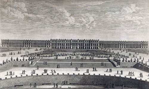 Vue du château de Versailles et des deux ailes du côté des Jardins, 1682