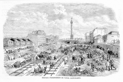 Travaux d'abaissement du Canal Saint-Martin à Paris