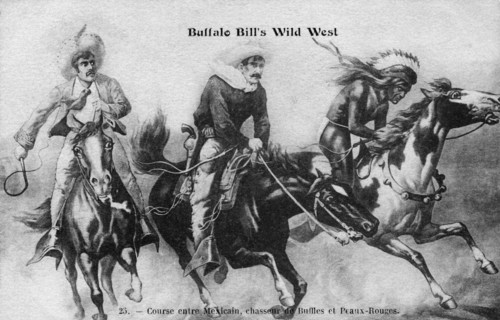 Buffalo Bill's Wild West. Race between Mexican, buffalo hunters and Redskins