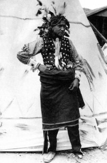 Sioux Indians at the Red Indian village in the Zoological Garden of Paris.