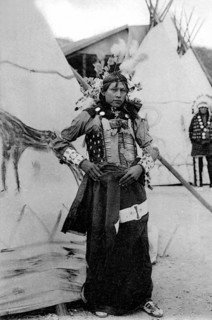Bear Save life, young Sioux Indian at the Red Indian village in the Zoological Garden of Paris.