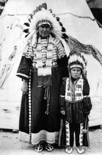 Mollie Janis and son, Sioux Indians at the Red Indian village in the Zoological Garden of Paris.