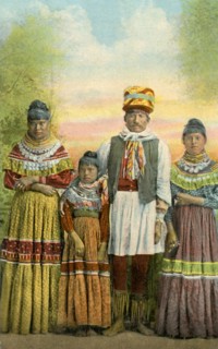 Postcard representing a Seminole Indian family, Florida