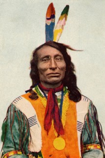 Postcard representing Indian chief "Bear goes in the wood"