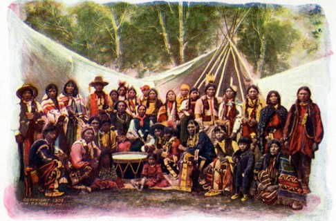 Postcard representing a group of Red Indians