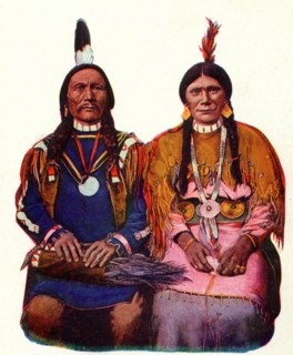 Postcard representing Indian chief Charlie Bucksin and his wife