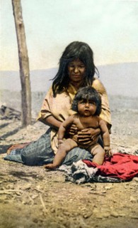 Postcard representing an Apache woman with her baby