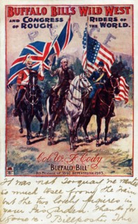 English postcard representing Buffalo Bill on horseback