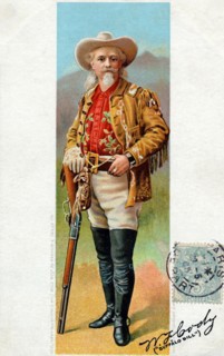 Full-length portrait of Buffalo Bill, postcard