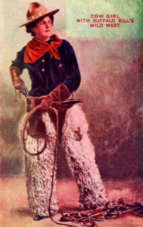 Buffalo Bill's Wild West, postcard representing a cow-girl