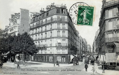 Buffalo Bill's Wild West, view of one of the Parisian ticket sale office, at the angle of rue saint Dominique and Avenue Rapp