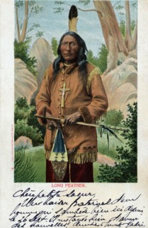 Carte postale représentant l'indien "Long Feather"