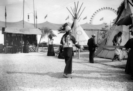 Photograph of the Wild West Show camp in 1905, on the champ de Mars, Paris.