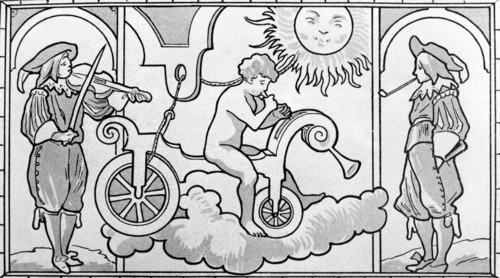 Vélo sur le vitrail de l'église Saint-Gilles à Stoke Page