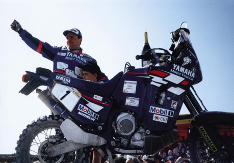 Stéphane Peterhansel et sa Yamaha  vainqueurs du Paris-Dakar 1998