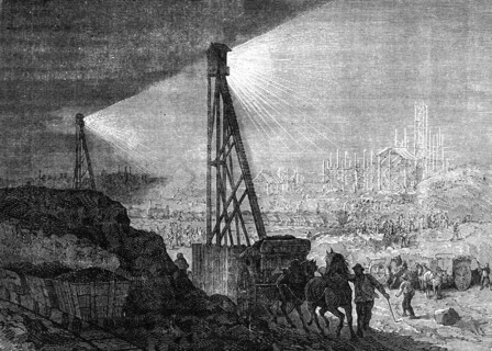 Coal mine, electric Lighting in the XIXth Century