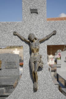 2009, Atienza, christ, cimetière, croix, Espagne : province de Guadalajara en Castille La Mancha