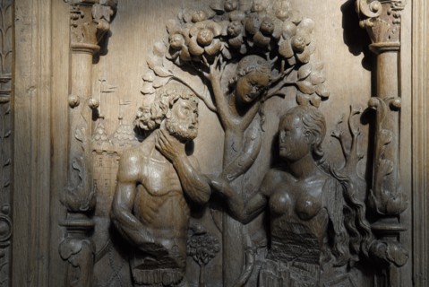 intérieur église Montréal, Montréal en basse Bourgogne, octobre 2009, sculpture en bois d'Adam et