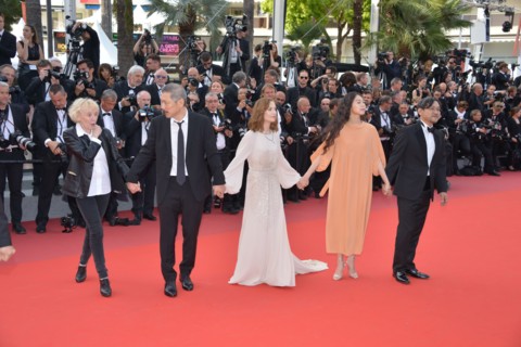 Equipe du film "La caméra de Claire", Festival de Cannes 2017