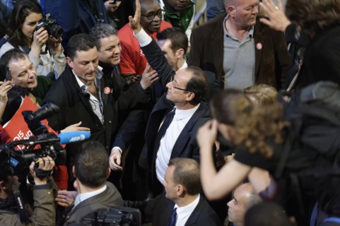 Meeting de François Hollande au Palais Omnisports de Paris Bercy
