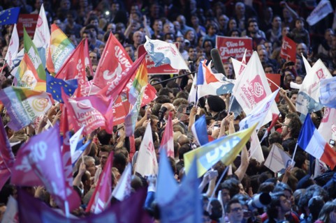 Meeting de François Hollande au Palais Omnisports de Paris Bercy