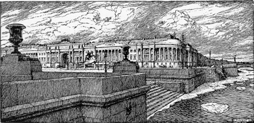 Lanceray, Gravure de Saint Pétersbourg