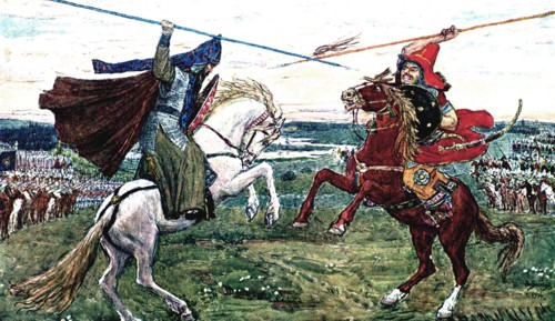Vasnetzov, Fight between Peresvet and Tchelibey