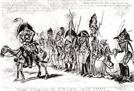 Kruikshenk, "Murat reçoit la parade de La Grande Armée"