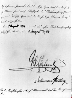 Ordre de mobilisation portant la signature de l'empereur allemand Guillaume II (1914)