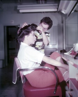 Ava Gardner with makeup artist