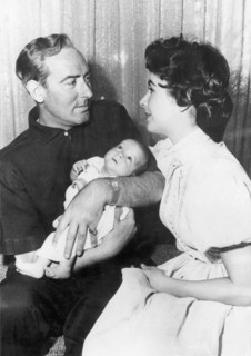 Michael WILDING and Elizabeth TAYLOR with baby