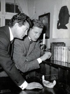 Jean MARAIS and Dieter BORSCHE in the Goethehaus in Frankfurt, 1953