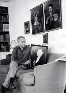 LORIOT with a self-painted painting, Ammerland 1966