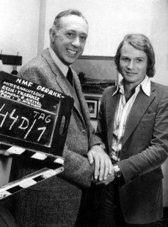 Horst TAPPERT and Fritz WEPPER, first day of filming 'Derrick', 1974
