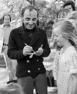 Charles AZNAVOUR signs autographs, London 1974