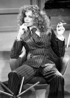 VERUSCHKA in a pinstripe suit
