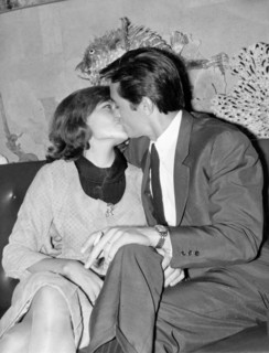 Alain DELON kisses his wife Nathalie CANOVAS, 1965
