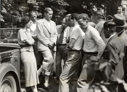 Leni RIEFENSTAHL at a director's meeting in 1936