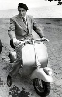 Johannes HEESTERS on a Vespa