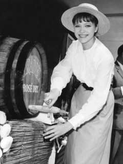 Anna KARINA at a wine barrel, Cannes 1962