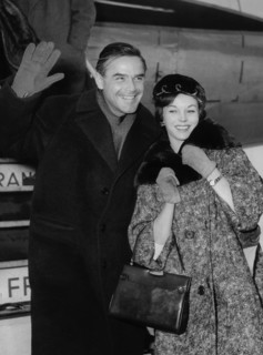 Joachim FUCHSBERGER and Dawn ADDAMS at Tempelhof Airport, Berlin