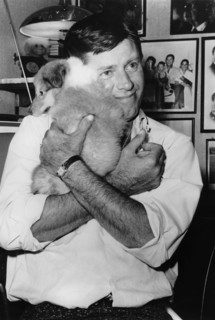 Jerry LEWIS with his dog in his arms