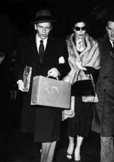 Frank SINATRA with wife Ava GARDNER at the airport in Rome, 1953