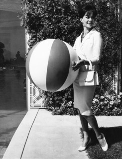 Natalie WOOD with beach ball, Cannes 1962