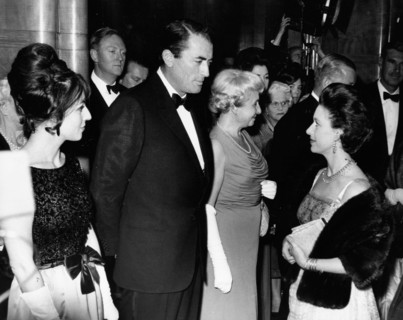Gregory PECK with wife Veronique PECK and Princess MARGARET, 1963