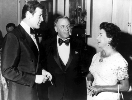 Roger MOORE, Frank SINATRA and Princess MARGARET, London 1977